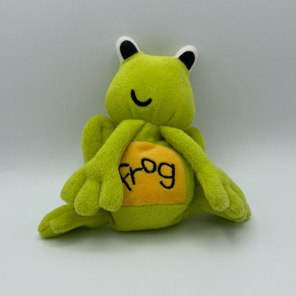 Bang on the Door Frog Plush Toy Vintage 2000 Bean Bag 6 Inch Quirky Green Gifts